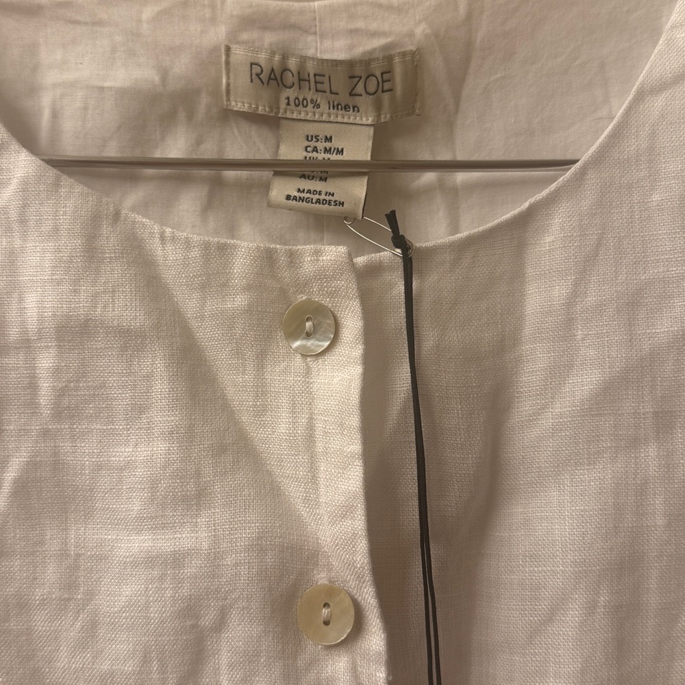 Rachel Zoe White linen sleeveless vest blouse - Picture 2 of 3